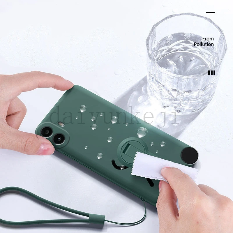 حافظة من السيليكون السائل لهاتف لا شيء CMF 1 2 Pro جراب هاتف NothingPhoneCMF غطاء ناعم قوس مع حامل واقي للشاشة