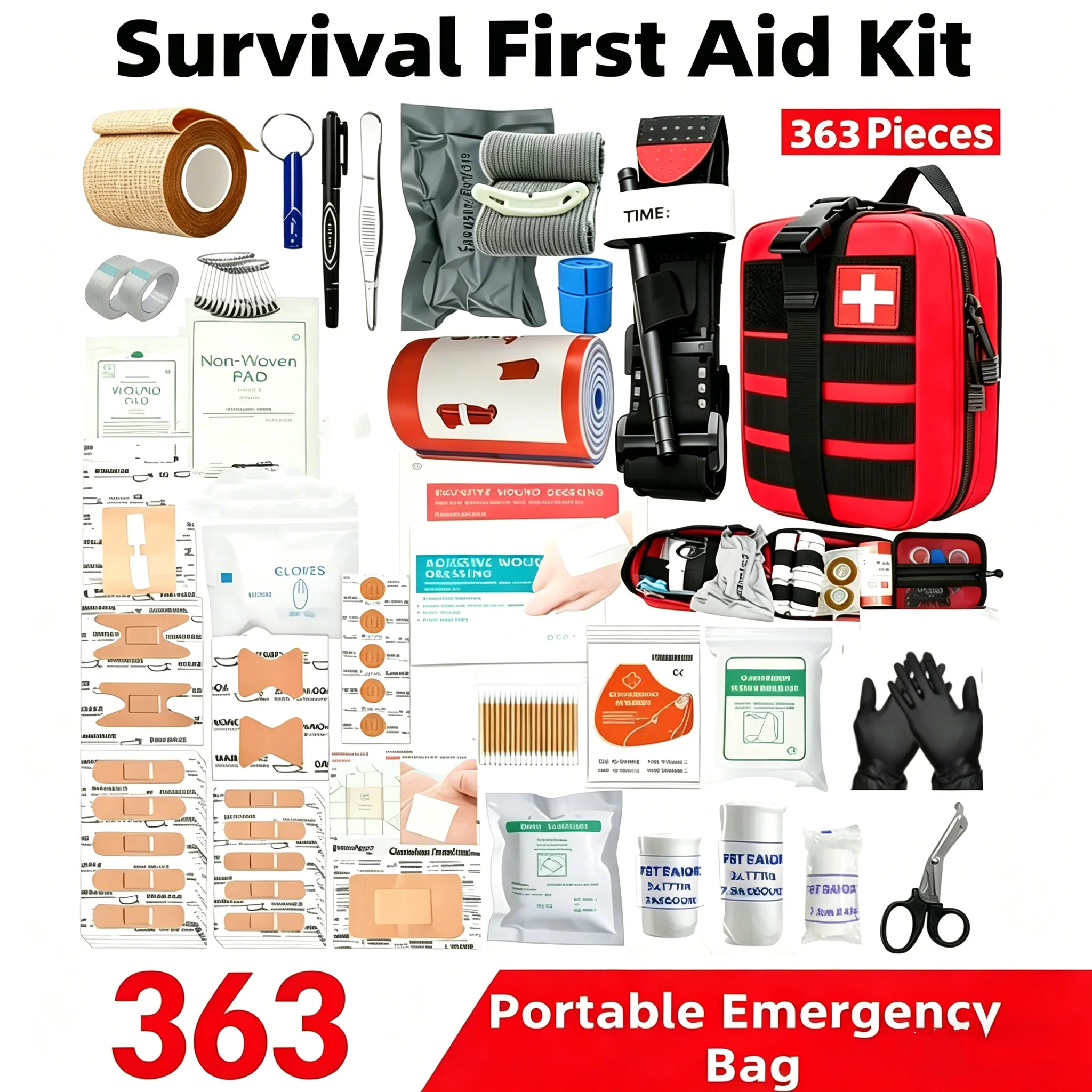 363pcs First Aid Kit Multi-purpose Emergency Medical Portable Medical Bag For Household Outdoor Travel Camping Equipment