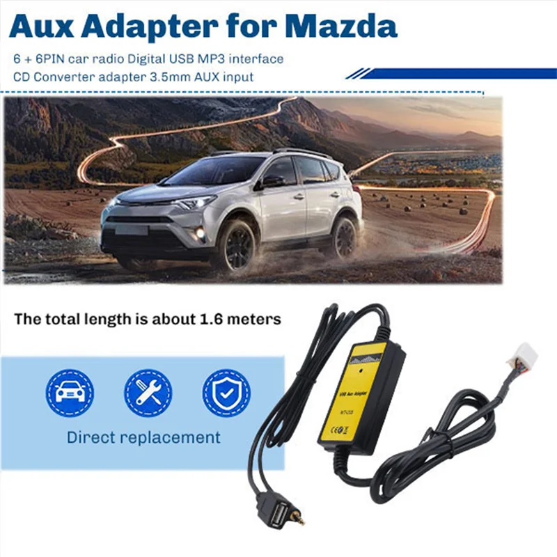 A09E-6 + 6PIN Car Radio Digital USB MP3 Interface CD Changer Adapter With 3.5Mm AUX In Input For TOYOTA LEXUS Corolla Series