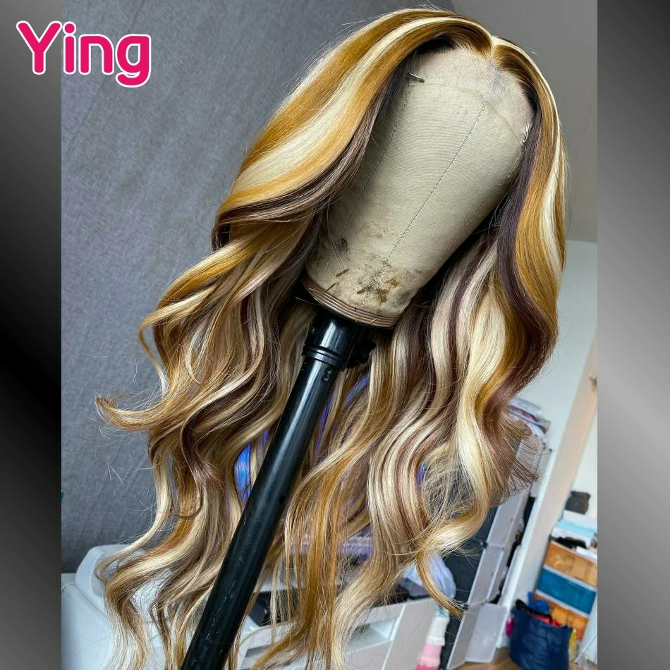 

200% 13x4 Highlight Brown Wigs Colored Lace Front Human Hair Wigs For Women Honey Blonde Body Wave Lace Frontal Wigs Human Hair
