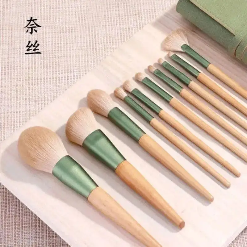 مجموعة فرش مكياج Green Luo مكونة من 10 قطع، أدوات فائقة النعومة بالحجم الكامل لمجموعة فرش Cangzhou Beauty