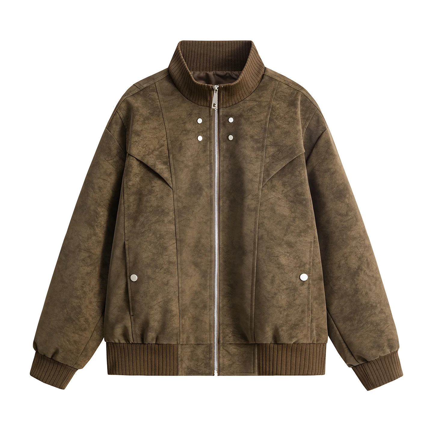 Retro American PU Leather Jacket Men Women's Loose Casual Stand Collar Spring Autumn Baseball Outfit Coat Polyester Fiber M-4XL