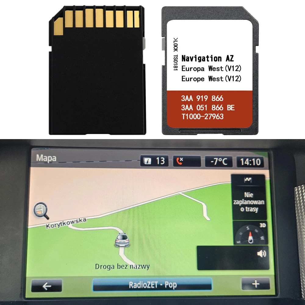 Aggiornamento Mappe Europa Occidentale per Navigatore RNS315 Volkswagen AZ V12, Scheda SD GPS 3AA051866BE