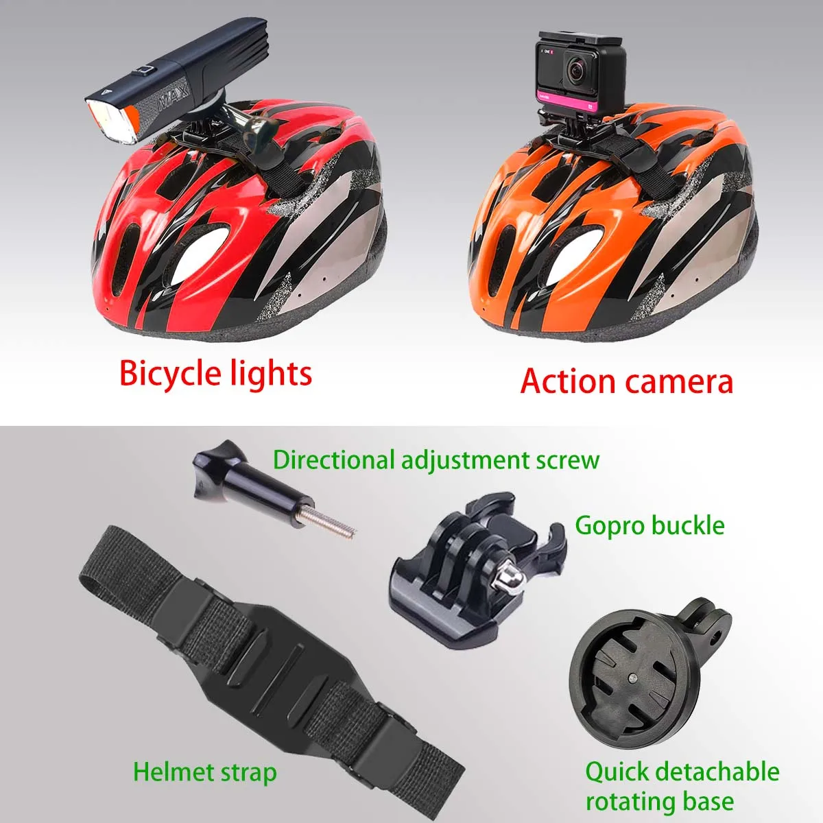 Bicycle helmet light wireless remote control Bike lamp quick detachable GOPRO stand sports camera Electric skateboard light USB