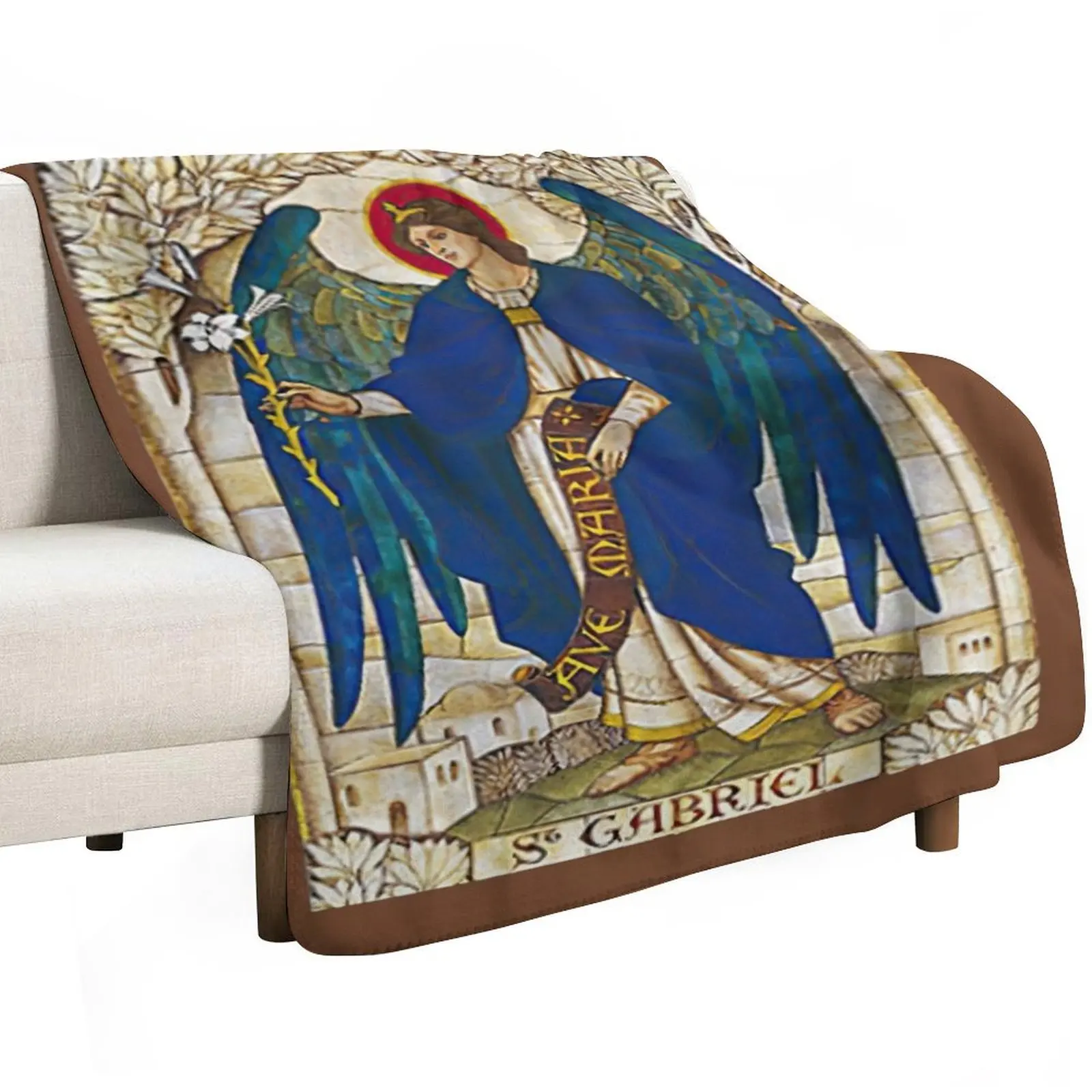 St Gabriel Angel Catholic Saint Archangel Throw Blanket Bed Luxury Bed Fashionable Picnic Blankets For Sofas Blankets
