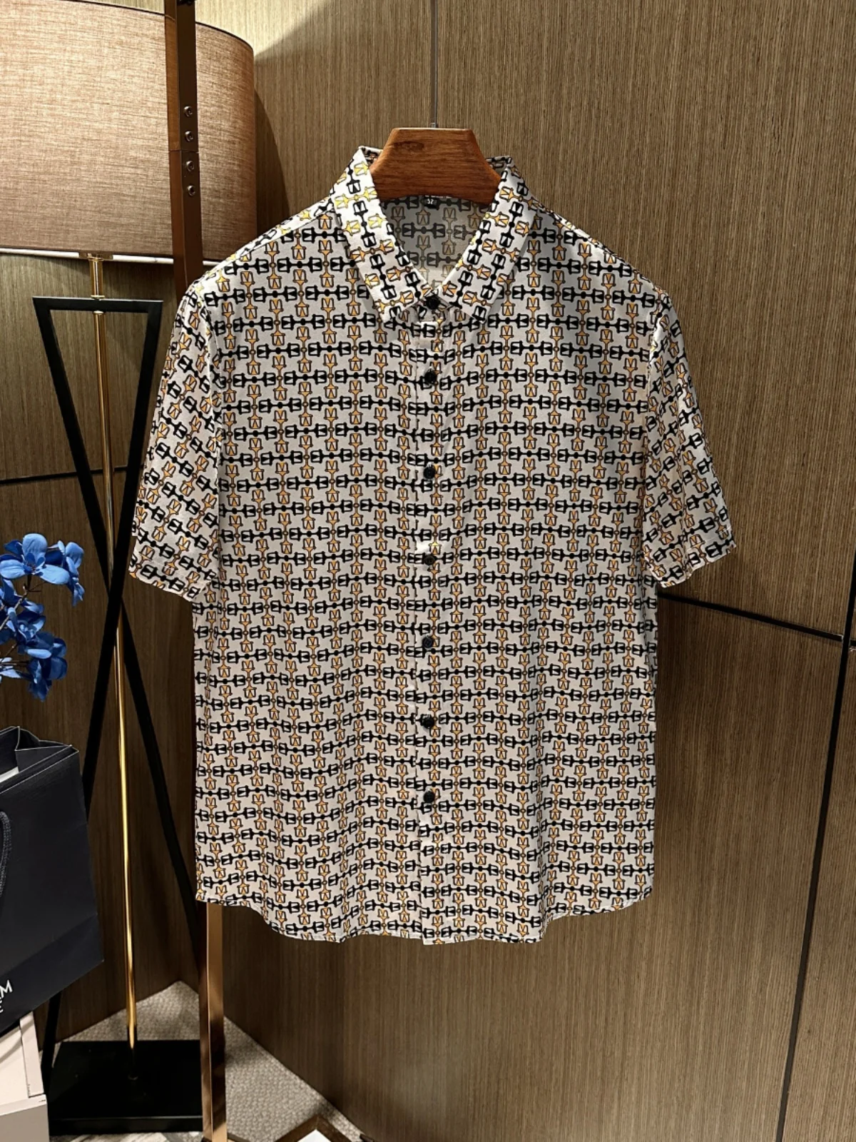

Silk Printed Men's irt Luxury Tussah Silk ort Sve Busin Casual Breathable Lightweight Summer Faion Chinese Brand