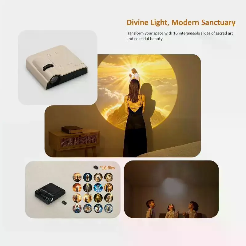 

**1 Lamp + 16 Pictures Christ Church Mary LED Projection Lamp Religious Atmosphere Light Home Decor Gift**