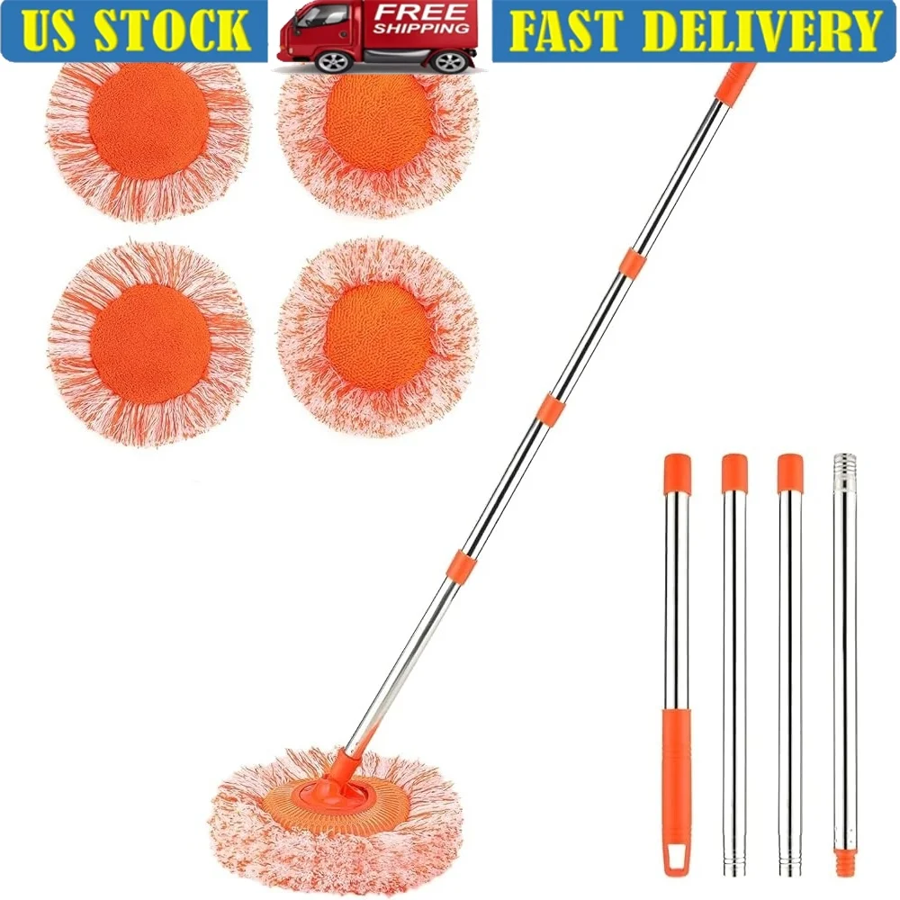 

Регулируемая швабра для чистки 61 дюйм 180 ° Вращающийся с 4 многоразовыми насадками из микрофибры для пола, потолка, стены, пыли