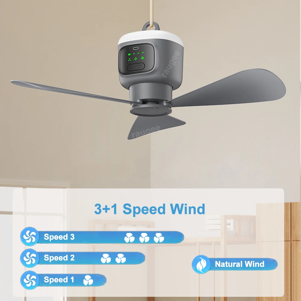 12000mAh Portable Electric Ceiling Fan Outdoor Camping Fan With Remote Control And Light Camping Air Circulator Tent Fan
