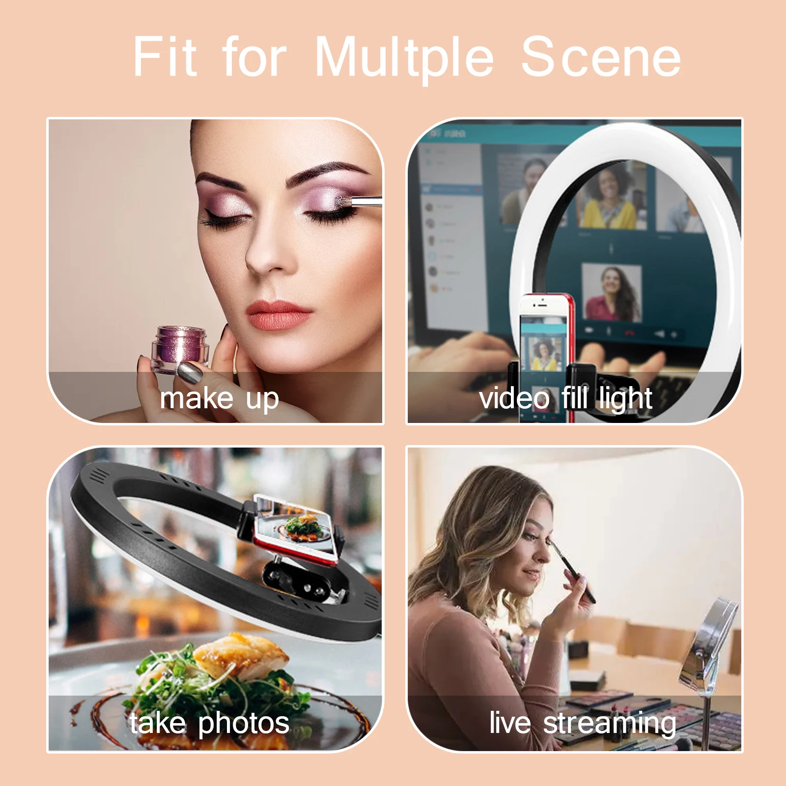 LED Selfie Soft Ring Light With Long Arm Phone Tripod Stand Holder Circle Fill Lighting Round Lamp Makeup Photography RingLight