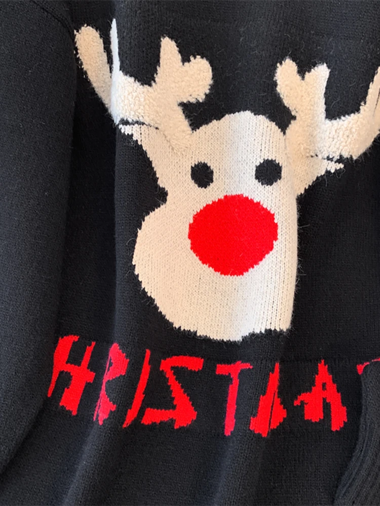 Luźny, długi sweter z dzianiny Cisas Deer, damski, jesienno-zimowy, miękki, ciepły, jako warstwa bazowa, do noszenia na co dzień.