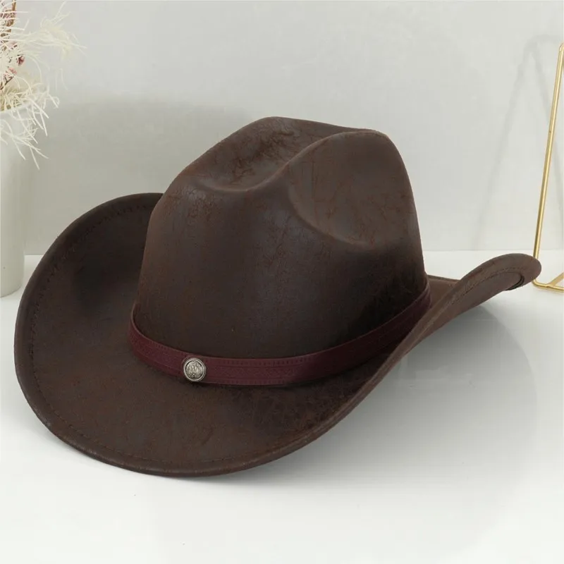 Leather stitching metal outdoor party men's and women's music festival hats