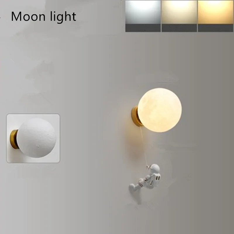 

LED wall lamp Children's room moon creative minimalist modern astronaut full cartoon bedroom bedside background light