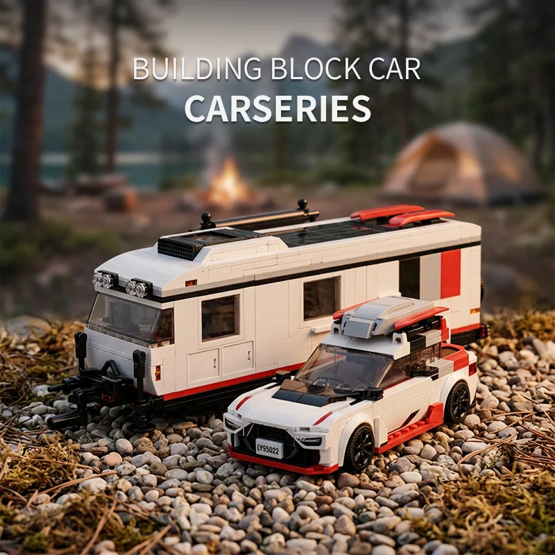 1294pcs RS6 Supercar Towable Snow Edition Assembly Model Toy Caravan Skiing Version Building Blocks Toy for Kids And Collectors