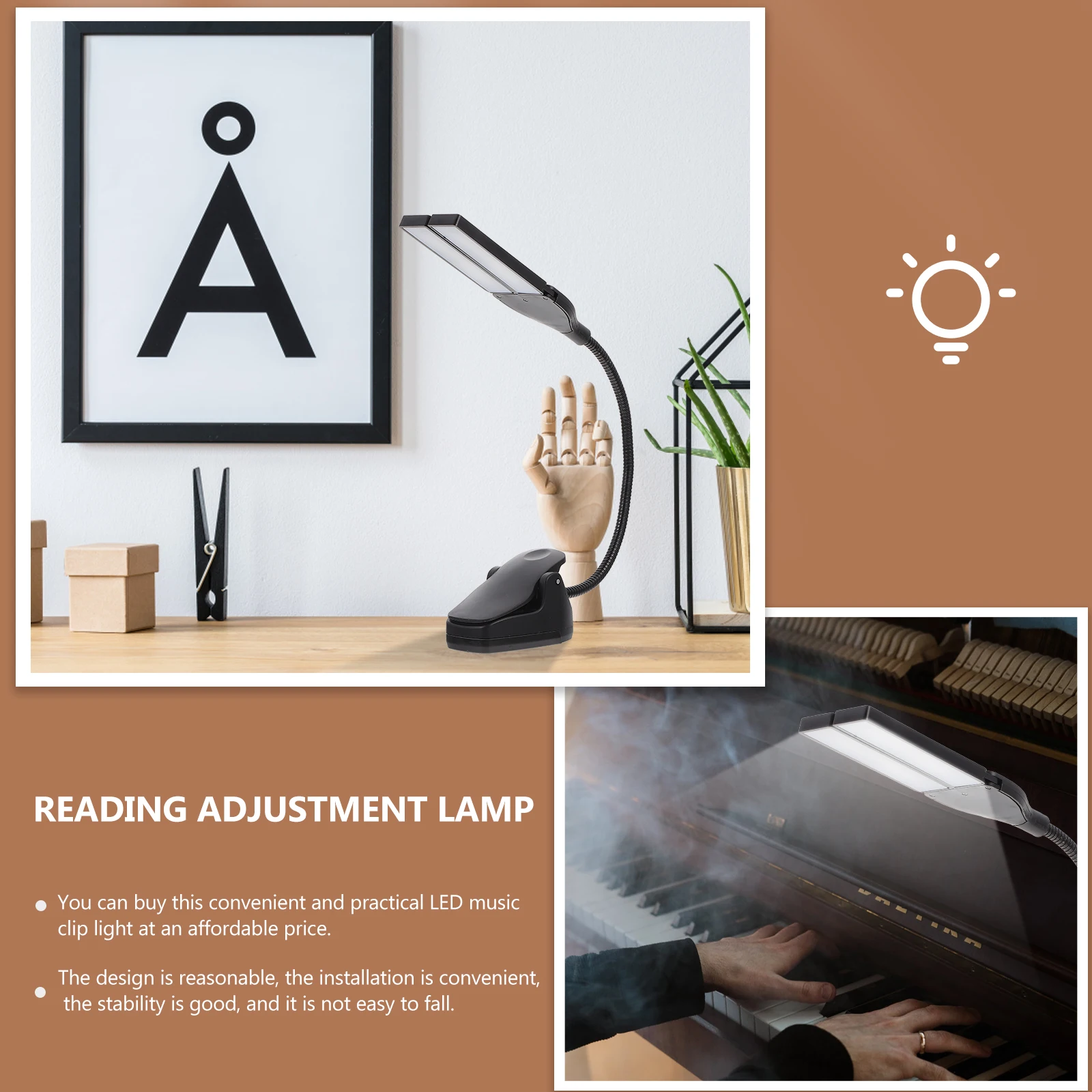

1 pc Smart Led Rechargeable Piano Clip Lamp Adjustable Durable Usb Bedside Reading Table Lamp Music Stand Light
