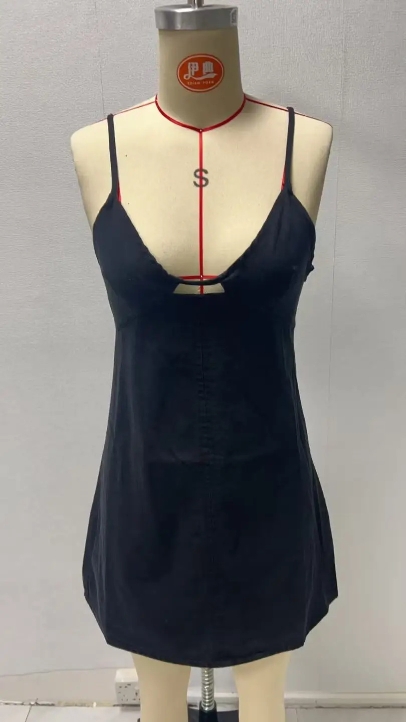 Vestido vaquero de corte bajo ajustable con tirantes para mujer, novedad de verano, estilo europeo y americano