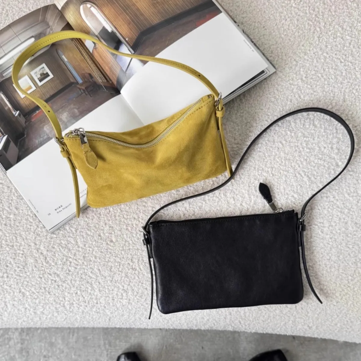 

Fashion Small Shoulder Bag Retro Faux Suede Women Handbag Soft Underarm Bags for Women Designer Bag NEW Phone Flap Purses Female