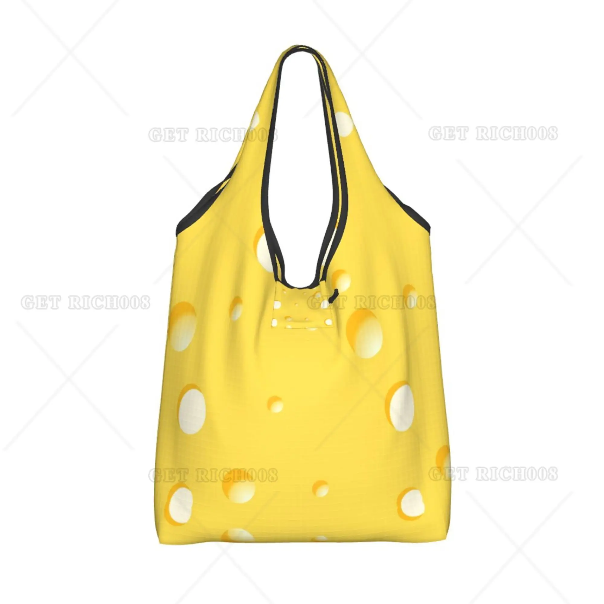 Cheese Lover Funny Folding Tote Bag Shopper Bag Portable Eco Bag Recyclable Grocery Bags No Zipper Fashion Bag for Women