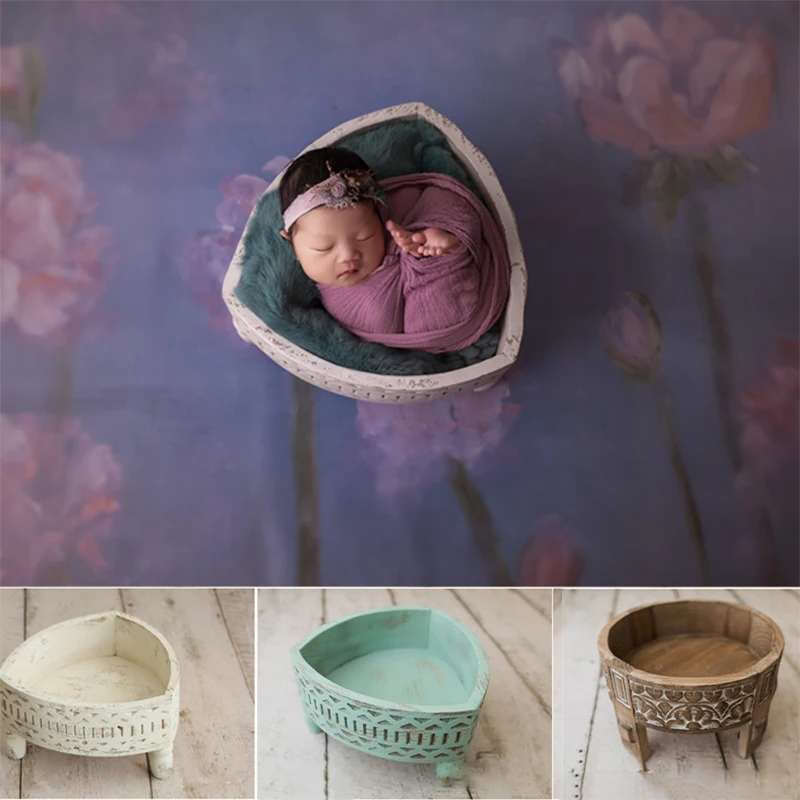 Accessoires de photographie en bois pour nouveau-né, style vintage, récipient de pose pour bébé, cadre de marijuana créatif, accessoires de fond de studio