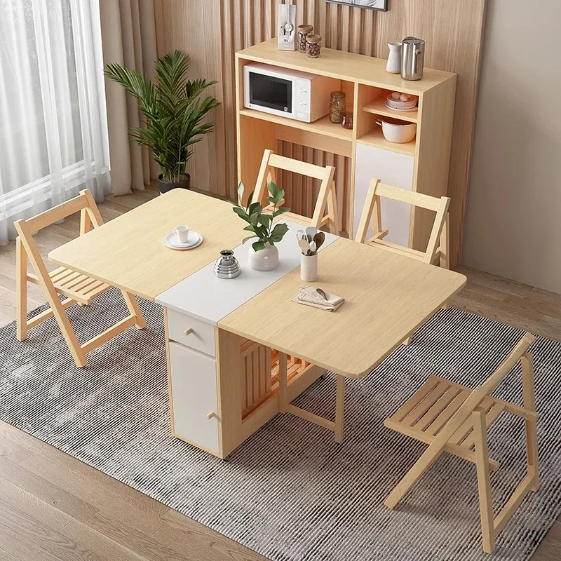 

Mid Century Nordic Dining Table With Chairs Design Foldable Unique Modern Multifunctional Furniture Dining Table