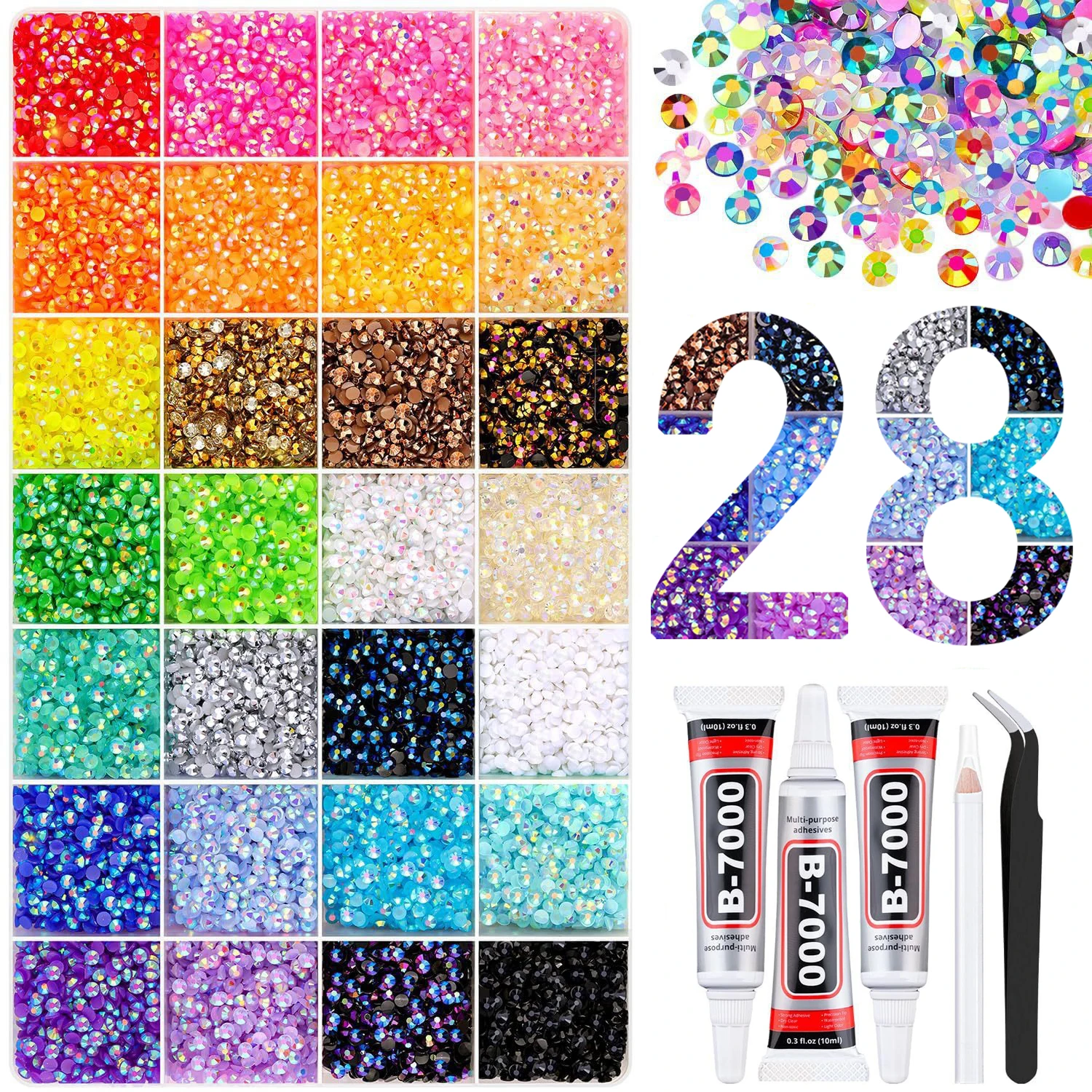 Resin Jelly Rhinestones for Bedazzling 24 Colors Mixed Shiny Rhinestones 3mm Flatback Gems for Diamond Art