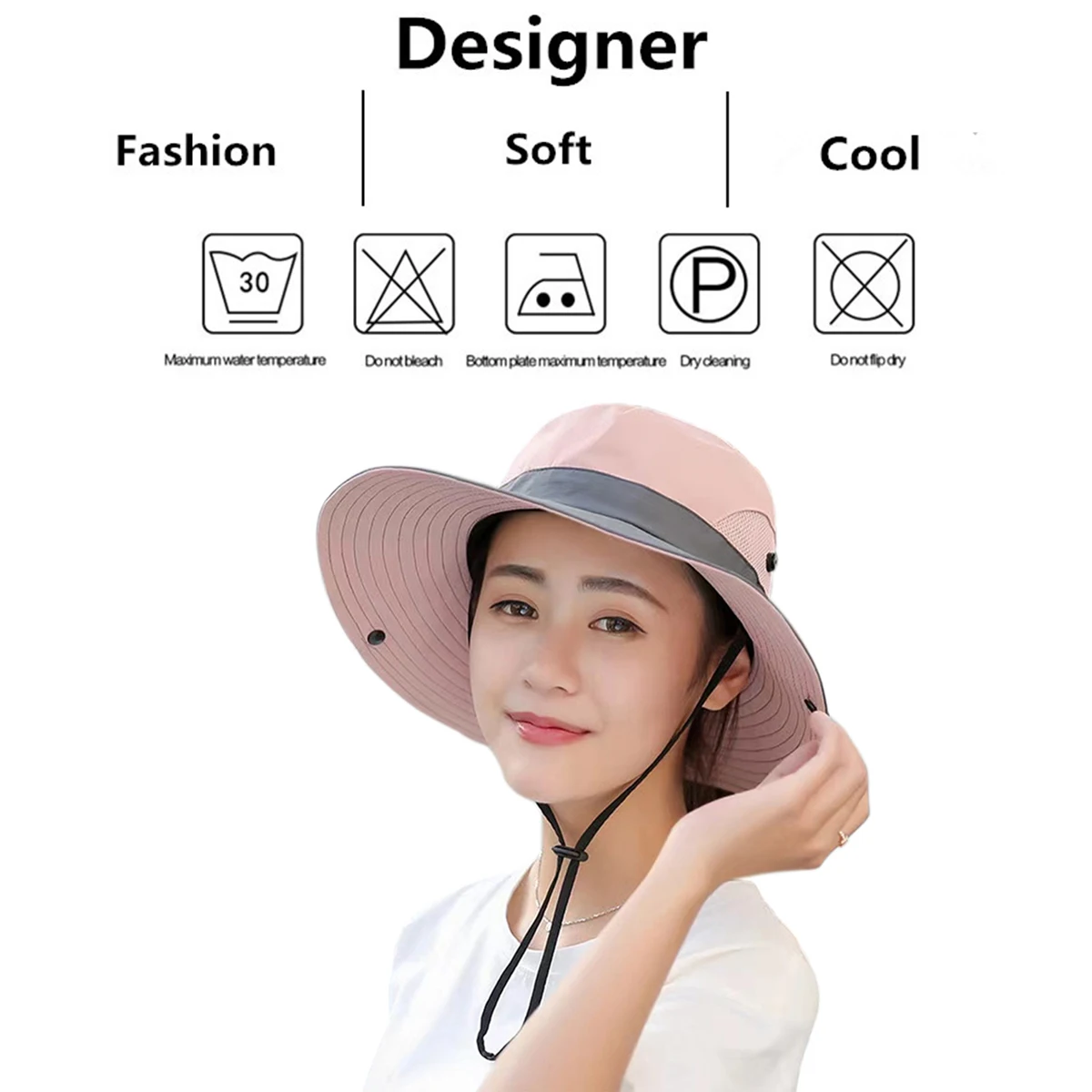 Women Large Brim With Leaking Ponytail Quick Drying Bucket Hats Fishermen Caps Outdoor Casual Cap Women Sunscreen Hat