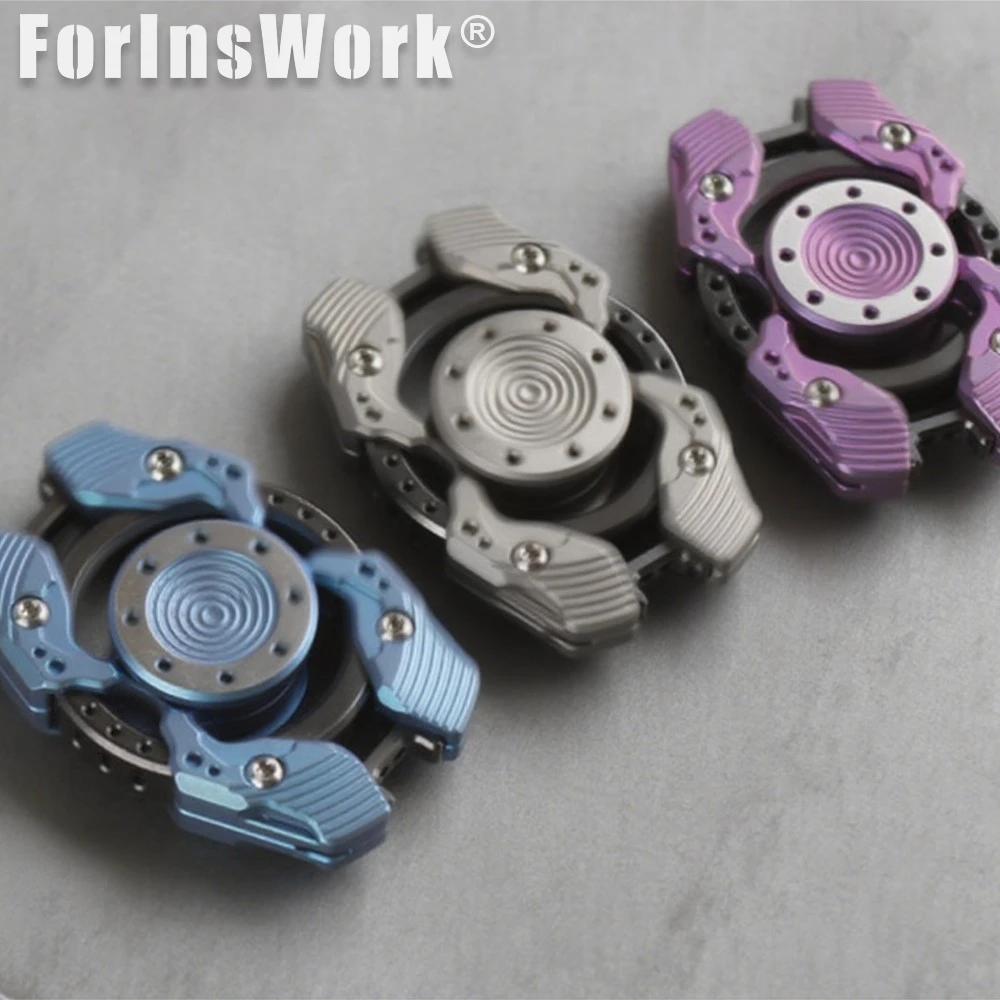RUISHA Titanio Ottone Fidget Spinner Giocattolo antistress Decorazione del desktop Regalo per adulti Spinner a mano in metallo con cuscinetto ad alta velocità
