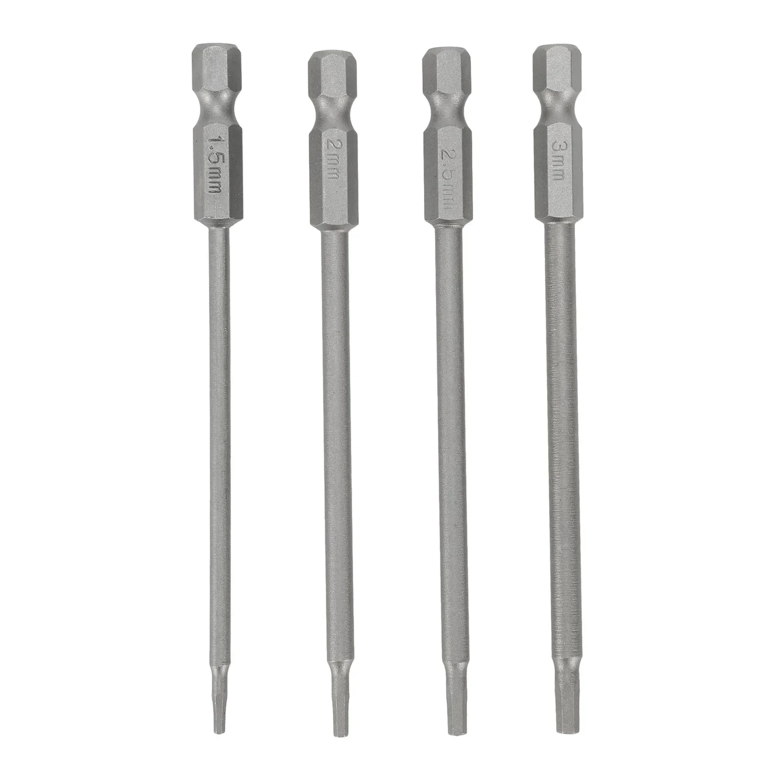 1/4Pcs 100mm 1/4 Inch Hex Shank Screwdriver Bits Alloy Steel Magnetic Handle 1.5/2.0/2.5/3.0mm Quick Connection Hexagonal Bits