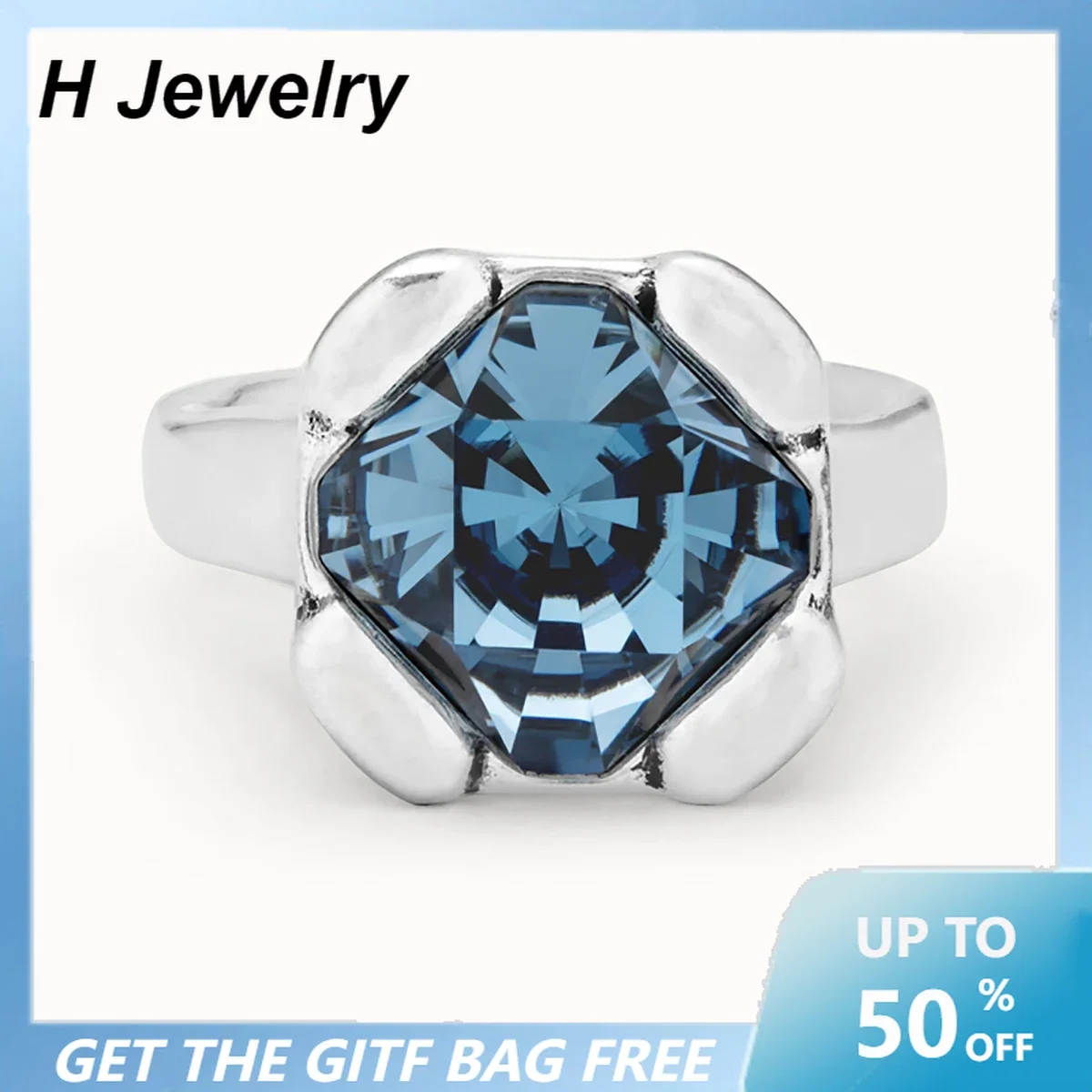 

Новинка 2024, Лидер продаж, ювелирные изделия unode 50 в Испании, модное высококачественное маленькое квадратное синее кольцо с кристаллами, женский подарок высокого качества