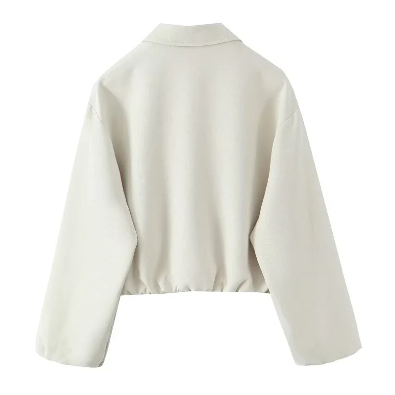 Autumn Winter Women Short Jacket Coat Zipper Pocket Outerwear Female Lady Streetwear Tops Khaki Black Tops