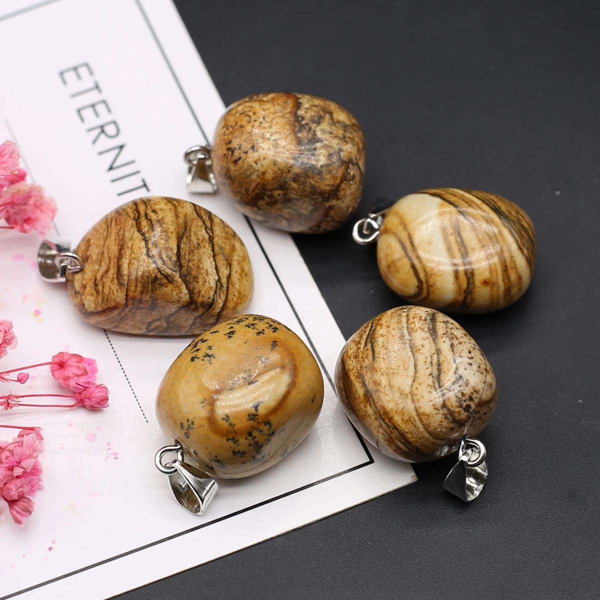 10pcs Natural Stone Pendant Charms Natural Rose Quartzs India Agates Pendant for Making DIY Jewerly Necklace Aaccessories