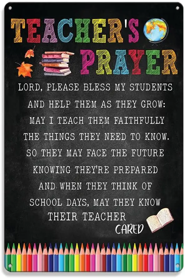 

Металлическая табличка-постер «Молитва учителя»: вдохновляющая подвесная табличка для школы, классной комнаты, офиса, спальни, библиотеки