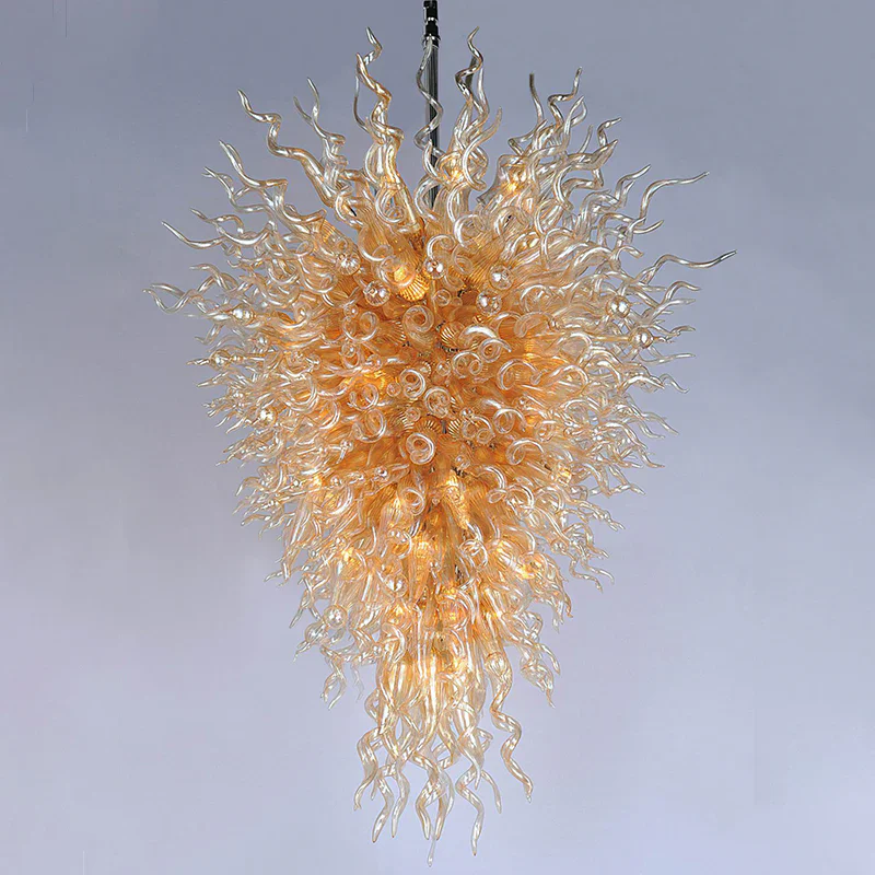 Handmade Blown Glass Chandelier Chihuly Style Elegant Indoor Decor Amber Gold Luxury Lighting Fixtures for Home