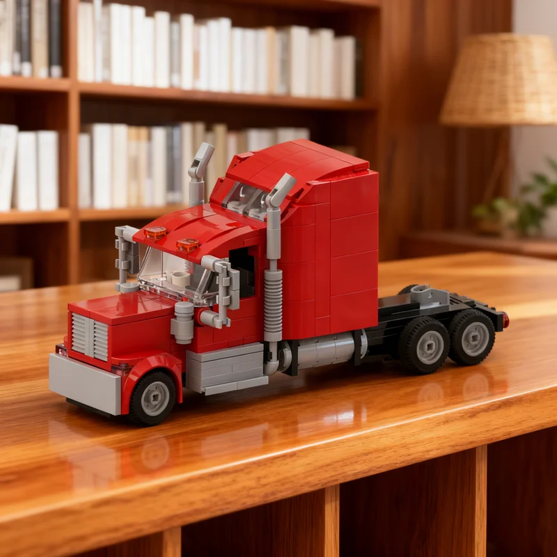 348pcs MOC City American Style Long-nose Sleeper Cab Semi Truck Model Building Blocks Toy Architecture Christmas Gift 3D DIY