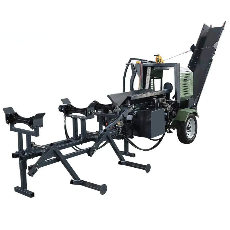 Efficient  Powered Log Firewood Processor Home Business Use Forestry Machinery Hydraulic Wood Splitter Processor Machine