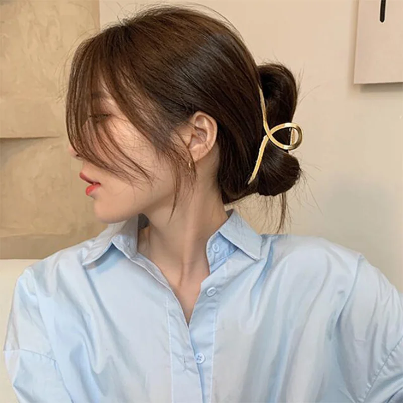 Einfache Metall Geometrische Haar Klaue Clips Elegante Geometrische Haar Zubehör Kreuz Krabbe Bad Clip Für Frauen Mode Mädchen Kopfbedeckungen – Detail 3