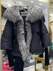 2023 grande collo di pelliccia di volpe naturale vera pelliccia giacca invernale donna spessa calda piuma d'anatra Streetwear capispalla nuova moda