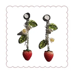 Strawberry dangle earrings Y2K Handmade