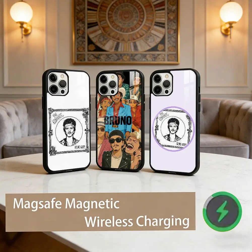 

Singer Bruno mars Phone Case For iPhone17,16,15,14,13,12,11 Plus,Pro Max Magnetic For Magsafe Wireless Charging