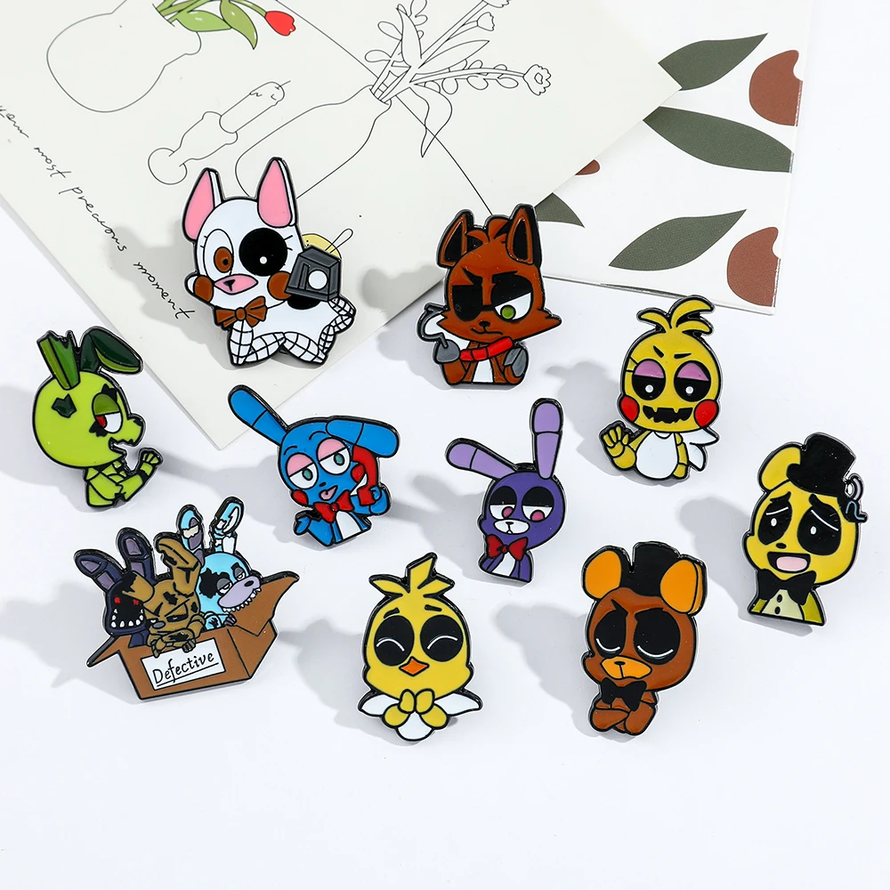 Five Nights At Freddys Figures Enamel Pins Foxy Bonnie Brooches Game FNAF Brooch Badges for Backpack Fashion Jewelry Accessories