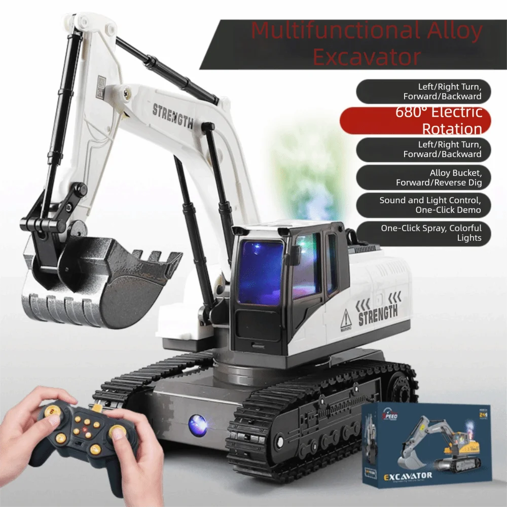 

Plastic Alloy Remote Control Excavator 1:24 Yellow Grey Crawler Excavators 2.4Ghz 11 Channel RC Car Model Toys Children's Gift