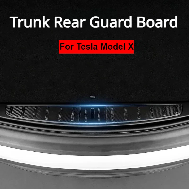 

Накладка на порог задней двери багажника для Tesla Model X, внутренняя накладка на порог заднего бампера, защита от царапин, защитная наклейка из АБС-пластика из углеродного волокна