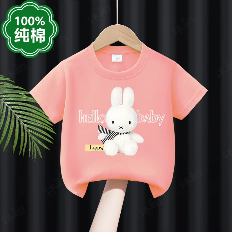 Girls Short Sleeve Children's Clothing New Summer New Cartoon Rabbit Print Baby Baby Top Kids Clothes