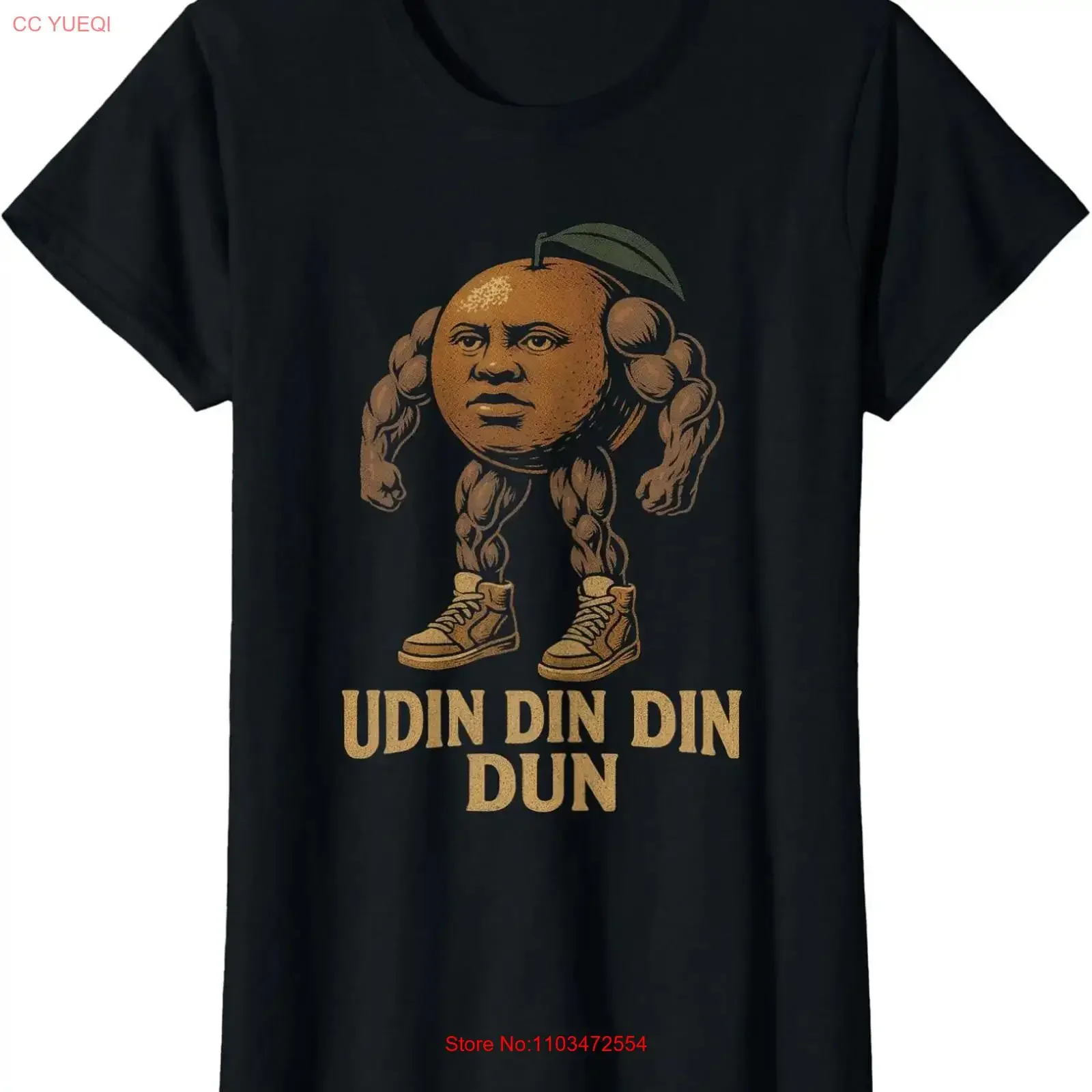 Camiseta de cuello redondo para mujer, estilo vintage, unisex, ligeramente elegante, con diseño de meme italiano divertido de Udin Din Dun.