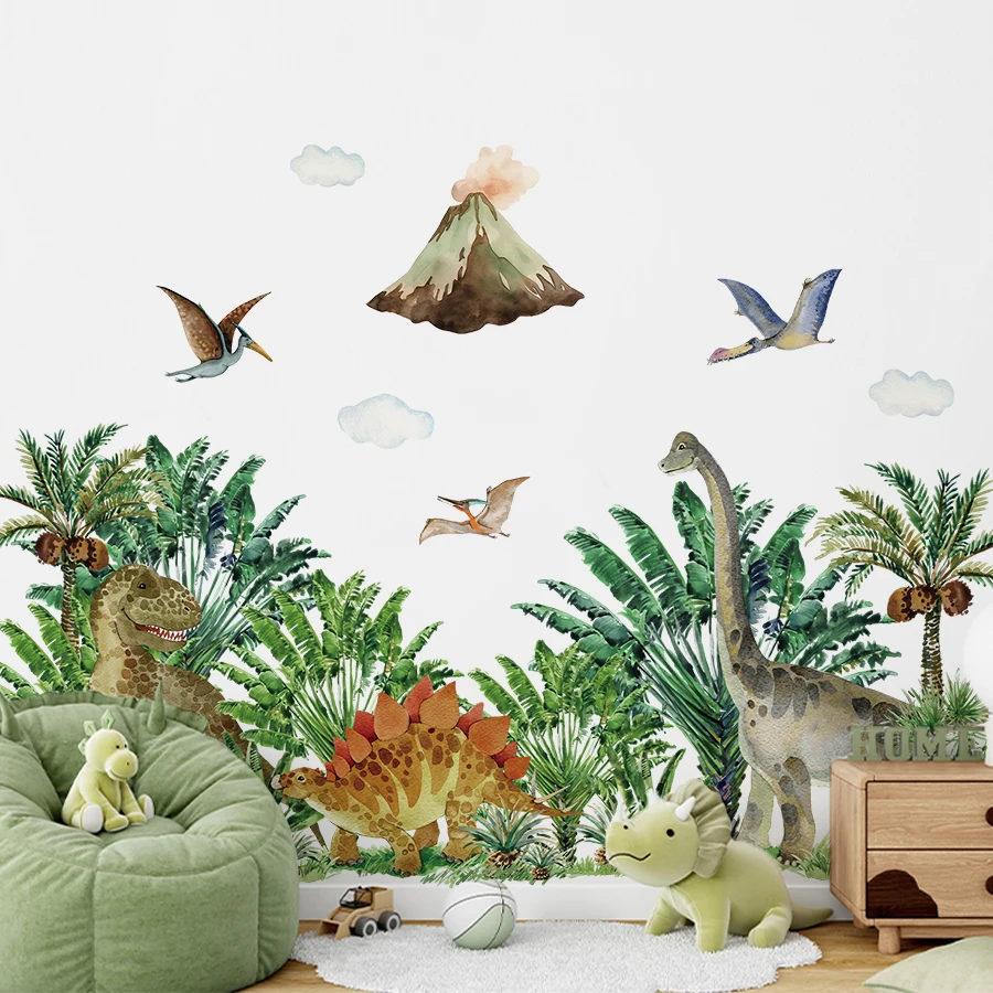 

Large Cartoon Dinosaur Wall Stickers - Removable Peel & Stick For Kids Room Bedroom DIY Home Decor Wall Art Decals