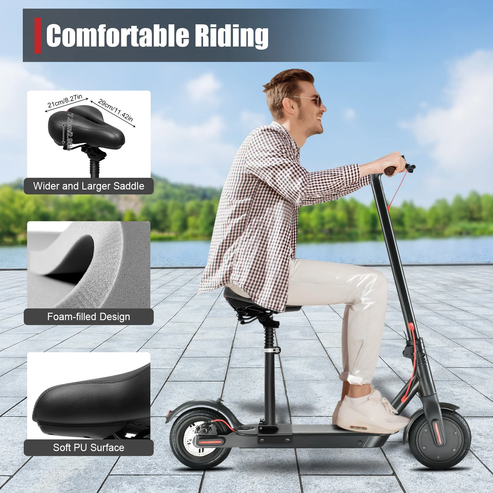 Klappbarer stoßdämpfender Sitz für Xiaomi 365 Scooter, höhenverstellbar 50–68 cm, Doppeldämpfungssattel