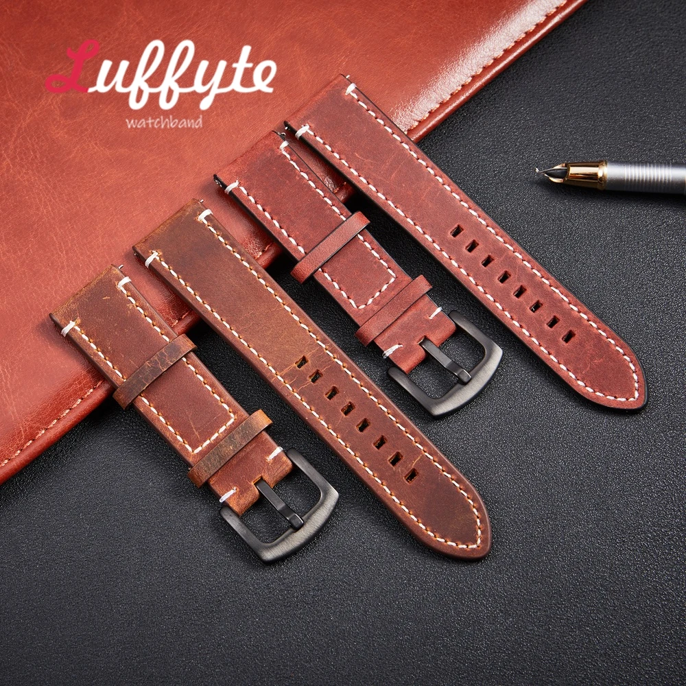 Quick Release Crazy Horse Leder Uhrenarmband Ersatzarmband 18mm 20mm 22mm 24mm Männer Frauen Casual Rindsleder Armbänder