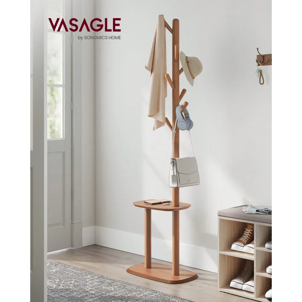 

Вешалка для одежды, напольная вешалка-стойка с 8 крючками, высота 67,2 дюйма, 2 варианта высоты, для пальто, шляп, сумок, кошельков