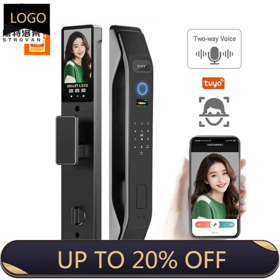 STLF Tuya App Electronic Digital Locks 3d Face Recognition Biometric Fingerprint Smart Door Lock With 9 Languages