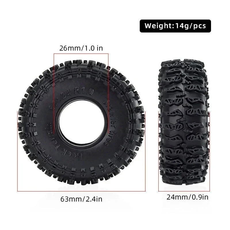 Superweiche klebrige 1,0 Crawler-Reifen 63 x 26 mm für 1/18 TRX4M RC Crawler Car Axial SCX24 FMS D243 Upgrade